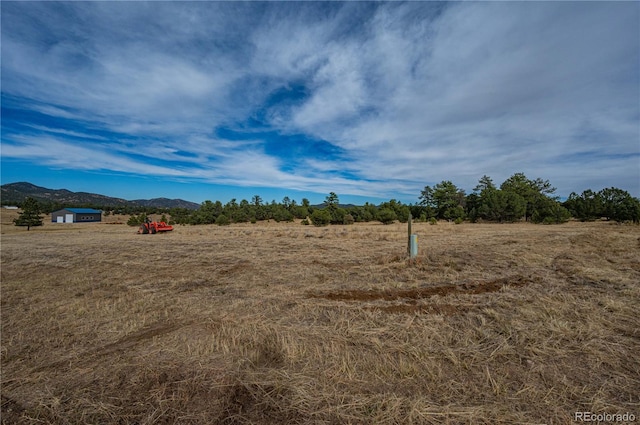 view of yard featuring a rural view and a mountain view