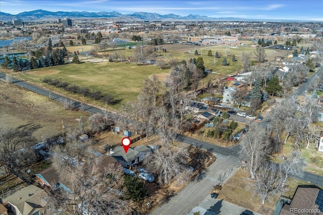 bird's eye view featuring a mountain view