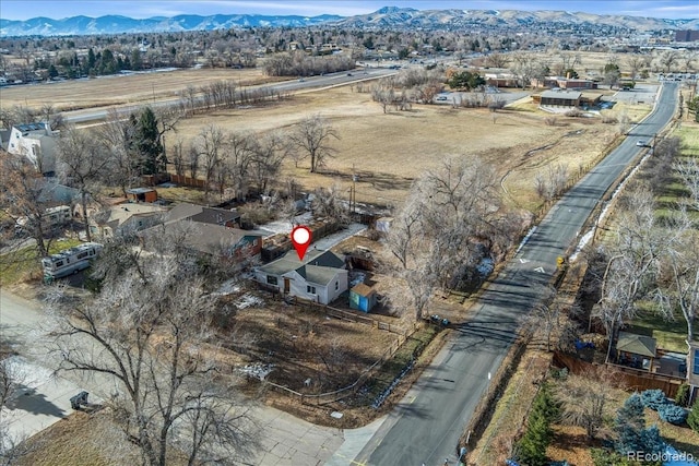 bird's eye view with a mountain view