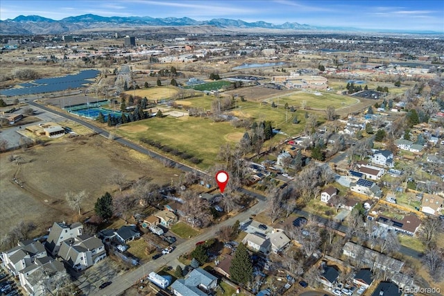 aerial view with a mountain view