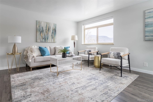 living room featuring dark hardwood / wood-style floors