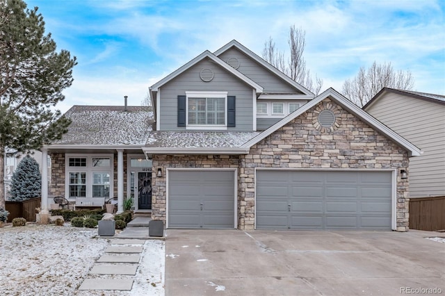 view of front property with a garage