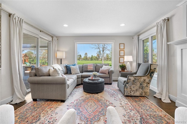 21 Fairway Ln, Littleton, CO 80123 - living room featuring wood finished floors, recessed lighting, and baseboards