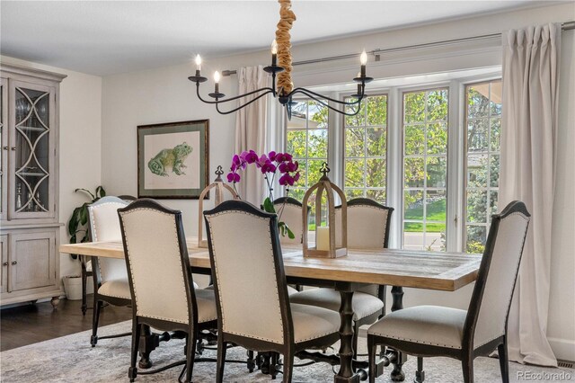 21 Fairway Ln, Littleton, CO 80123 - dining room with a chandelier and wood finished floors