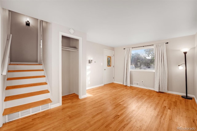 interior space with light hardwood / wood-style flooring