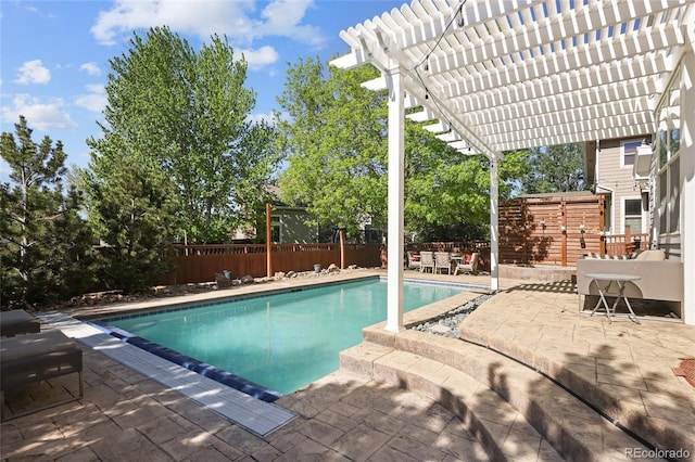 1996 Clipper Dr, Lafayette, CO 80026 - view of swimming pool featuring a fenced backyard, a patio area, and a pergola