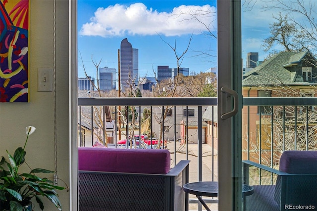 balcony featuring a view of city