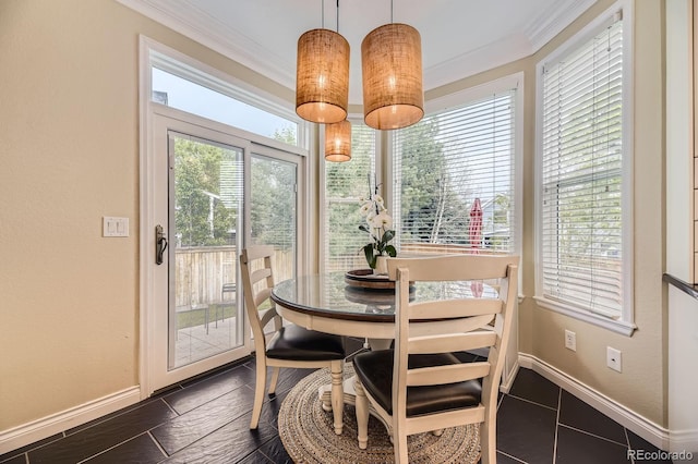 8657 Aberdeen Cir, Highlands Ranch, CO 80130 - dining space with crown molding and baseboards