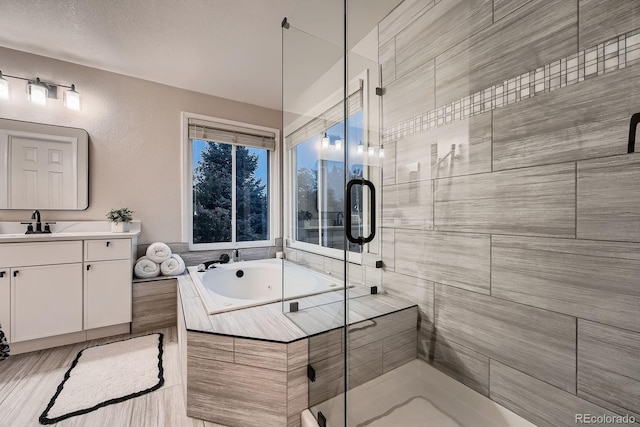 8657 Aberdeen Cir, Highlands Ranch, CO 80130 - full bath with vanity, a garden tub, and a shower stall