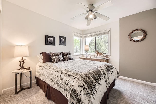 8657 Aberdeen Cir, Highlands Ranch, CO 80130 - bedroom featuring light carpet, baseboards, and a ceiling fan