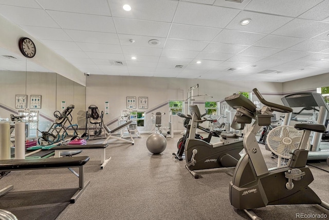 2943 W Riverwalk Cir Unit I, Littleton, CO 80123 - gym featuring a paneled ceiling and recessed lighting