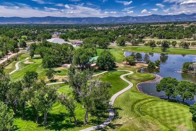 2943 W Riverwalk Cir Unit I, Littleton, CO 80123 - aerial view of residential area with a water and mountain view and a golf course