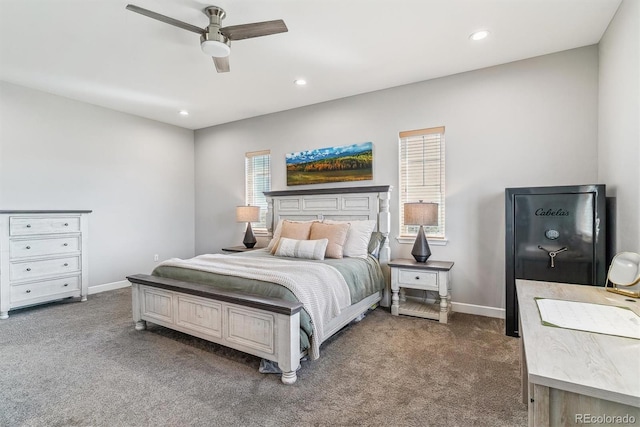 527 Antelope Dr E, Bennett, CO 80102 - carpeted bedroom with recessed lighting, baseboards, and ceiling fan