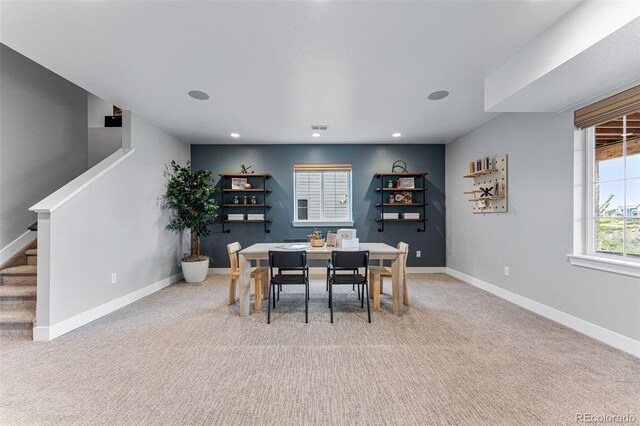 16565 Black Rose Cir, Parker, CO 80134 - carpeted dining area with stairway, recessed lighting, and baseboards