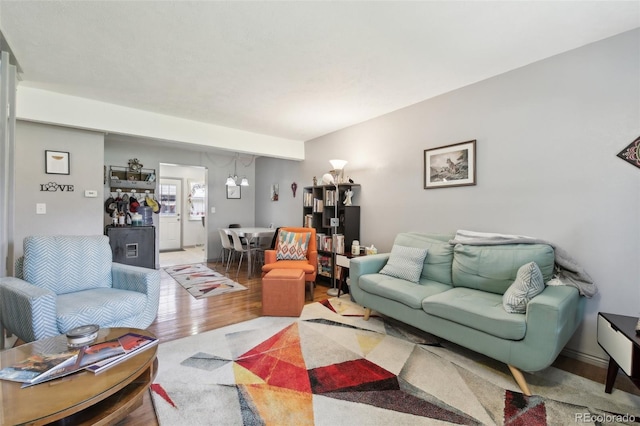 living room with wood-type flooring