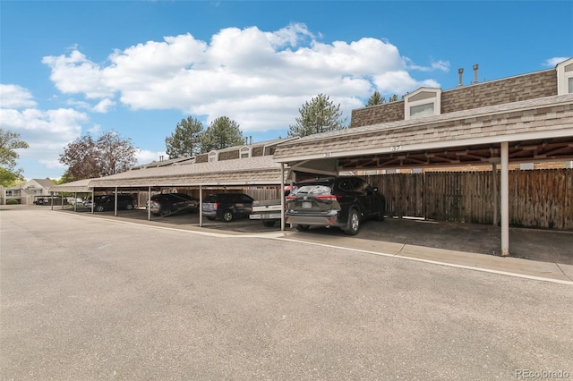 view of parking featuring a carport