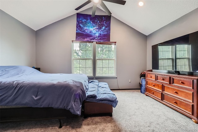 9672 W Chatfield Ave Unit C, Littleton, CO 80128 - carpeted bedroom with lofted ceiling and a ceiling fan