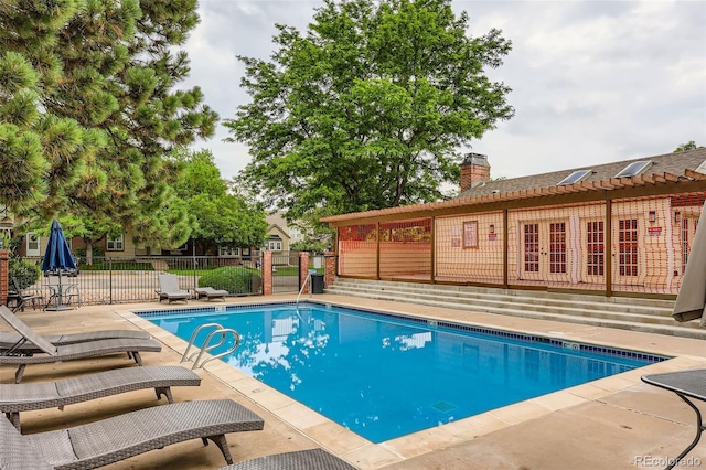 9672 W Chatfield Ave Unit C, Littleton, CO 80128 - view of pool with a pergola, a patio, and french doors