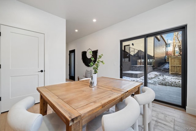 dining area featuring light hardwood / wood-style flooring