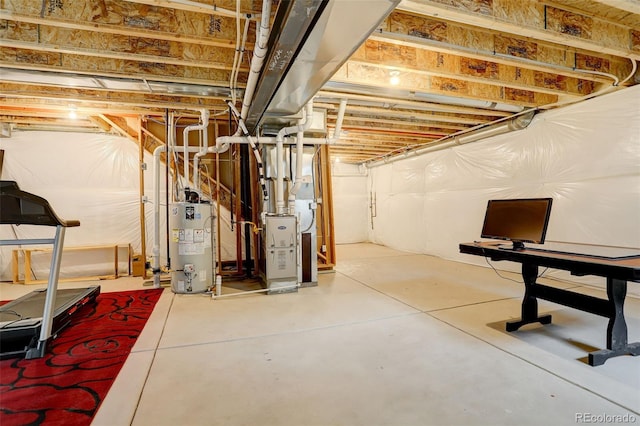 4444 N Picadilly Ct, Aurora, CO 80019 - unfinished basement featuring water heater and heating unit