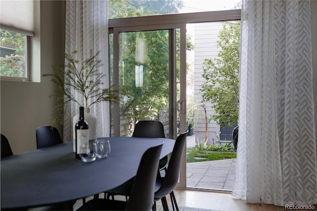 dining area featuring wood finished floors