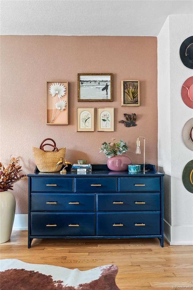 details with wood finished floors and baseboards