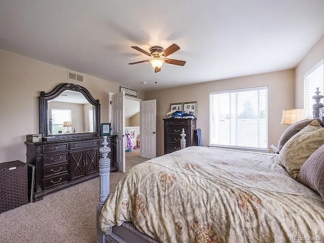7053 Leopard Dr, Littleton, CO 80124 - bedroom featuring carpet floors, multiple windows, and a ceiling fan
