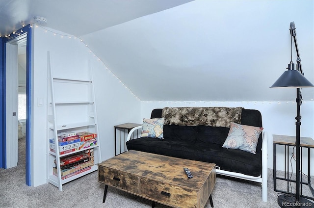 129 Lang St, Twin Lakes, CO 81251 - living area featuring carpet flooring and vaulted ceiling