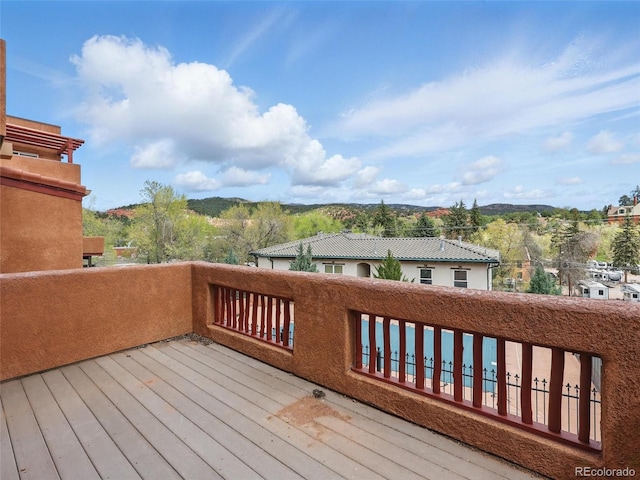 deck with a mountain view