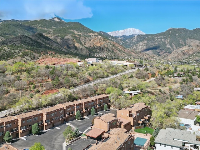 aerial view of a mountain backdrop