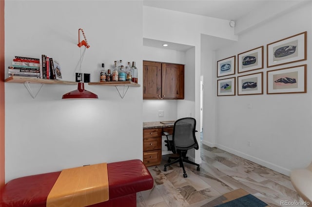 103 Trout Run Dr, Carbondale, CO 81623 - office space with light marble finish flooring, built in desk, and recessed lighting