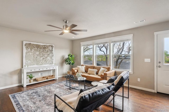 1095 W 69th Ave, Denver, CO 80221 - living room with a ceiling fan and wood finished floors
