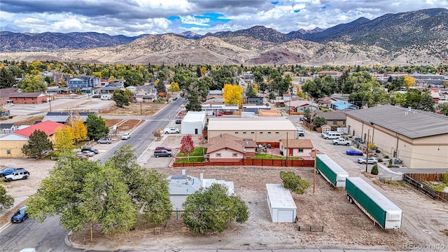 drone / aerial view with a mountain view