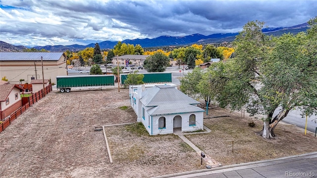 aerial view with a mountain view