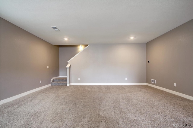 4090 Forever Cir, Castle Rock, CO 80109 - carpeted spare room with stairs, baseboards, and recessed lighting