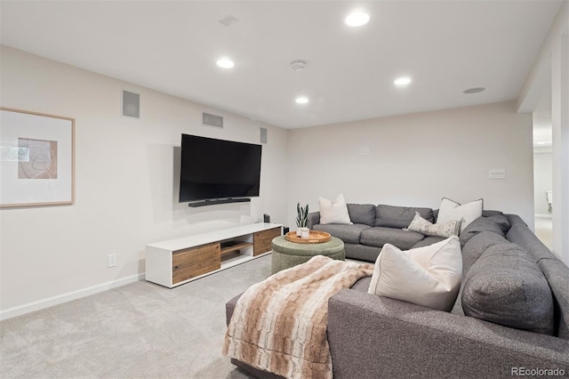 2945 E 26th Avenue Parkway, Denver, CO 80205 - living area featuring recessed lighting, light colored carpet, and baseboards