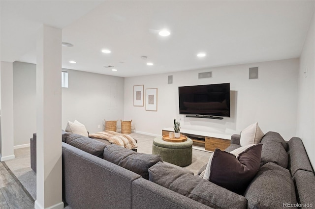 2945 E 26th Avenue Parkway, Denver, CO 80205 - living area featuring recessed lighting, baseboards, and light colored carpet