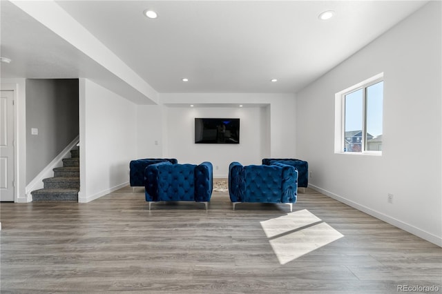 living area featuring light hardwood / wood-style flooring