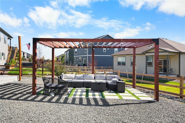 view of patio / terrace featuring a pergola