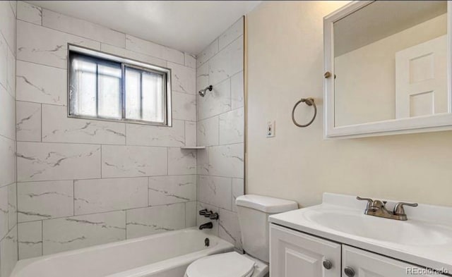 1410 S Ash St, Denver, CO 80222 - bathroom featuring shower / tub combination, toilet, and vanity