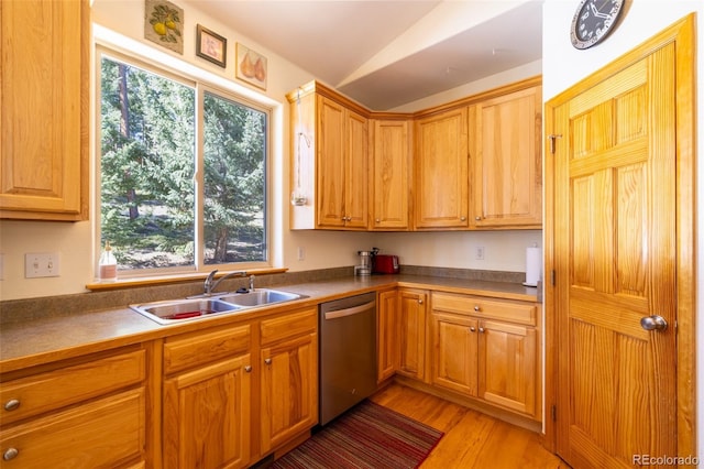 6752 S Columbine Rd, Evergreen, CO 80439 - kitchen featuring stainless steel dishwasher and light wood-style flooring