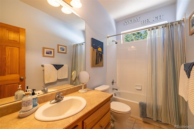 6752 S Columbine Rd, Evergreen, CO 80439 - full bathroom featuring vanity, shower / bath combination with curtain, and tile patterned flooring