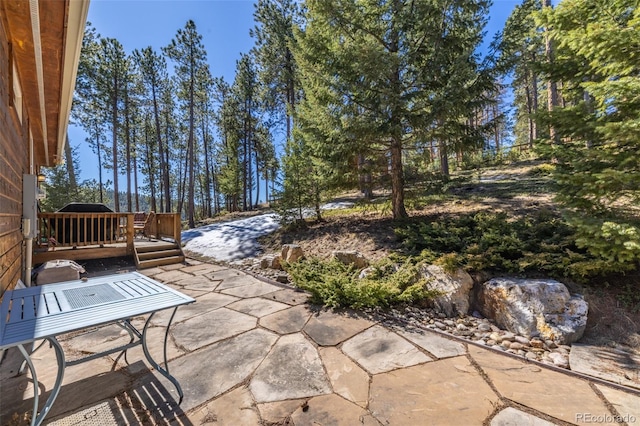 6752 S Columbine Rd, Evergreen, CO 80439 - view of patio featuring a wooden deck and grilling area