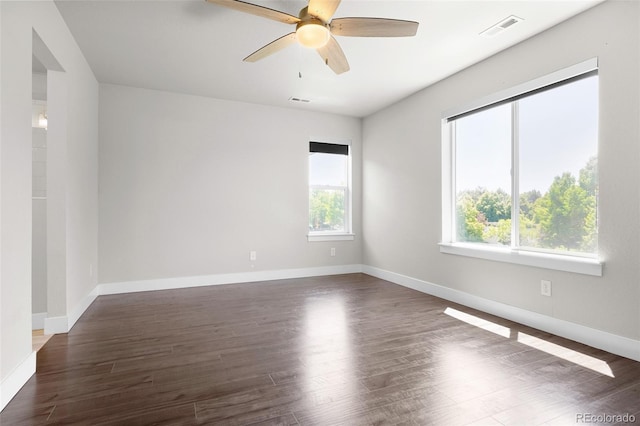 12714 E Dickenson Ave, Aurora, CO 80014 - unfurnished room featuring ceiling fan and dark wood-style floors