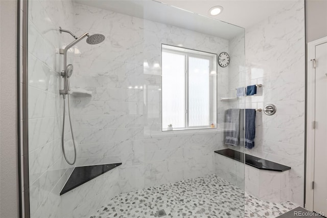 bathroom with a stall shower