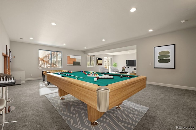 playroom featuring recessed lighting, a wealth of natural light, and carpet floors