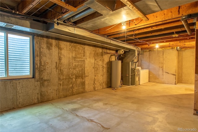 basement with gas water heater