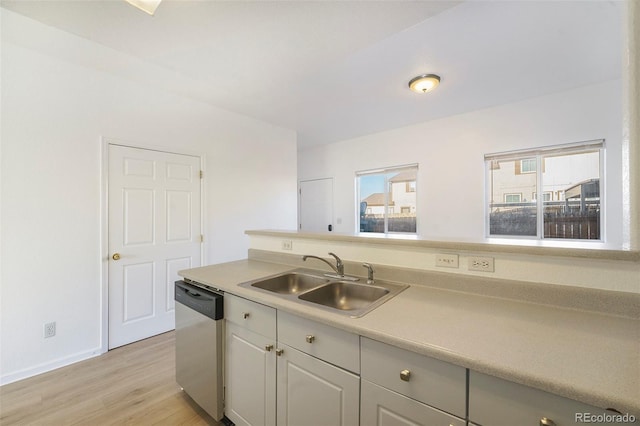2644 Devonshire Ct, Denver, CO 80229 - kitchen with stainless steel dishwasher, light wood finished floors, and light countertops