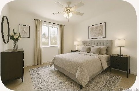 2644 Devonshire Ct, Denver, CO 80229 - bedroom with ceiling fan and baseboards