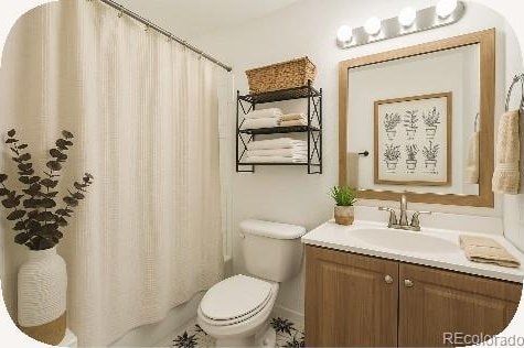 2644 Devonshire Ct, Denver, CO 80229 - full bathroom with vanity and a shower with curtain